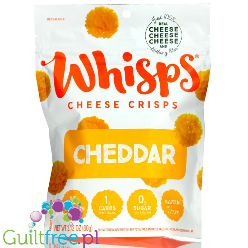 Cello Whisps Cheese Crisps, Cheddar - keto chrupaki cheddarowe 100% sera