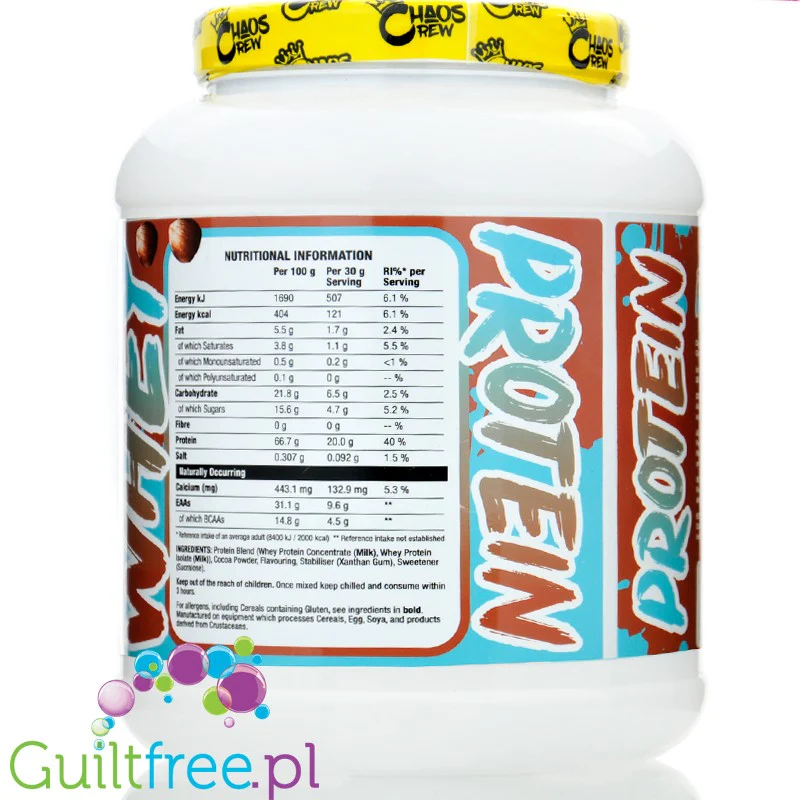 Chaos Crew Whey Protein Chocolate Bueno - odżywka białkowa WPC & WPI, smak Czekoladowego Batonika z Orzechami - Image 3