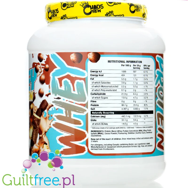 Chaos Crew Whey Protein Chocolate Bueno - odżywka białkowa WPC & WPI, smak Czekoladowego Batonika z Orzechami - Image 4