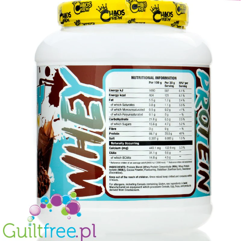 Chaos Crew Whey Protein Chocolate Cereal Milk - odżywka białkowa WPC & WPI, smak Czekoladowych Płatków Śniadaniowych - Image 2