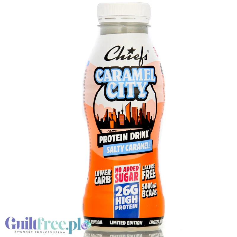 Chiefs Caramel City Salty Caramel - szejk proteinowy RTD bez laktozy, 26g białka 165kcal, smak Solony Karmel