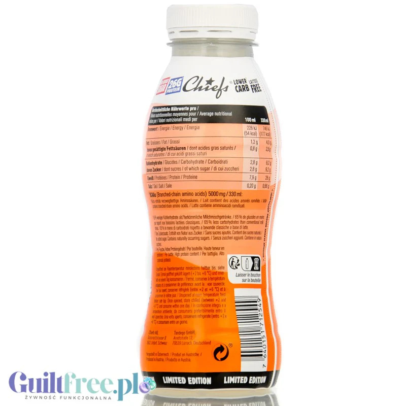 Chiefs Caramel City Salty Caramel - szejk proteinowy RTD bez laktozy, 26g białka 165kcal, smak Solony Karmel - Image 2
