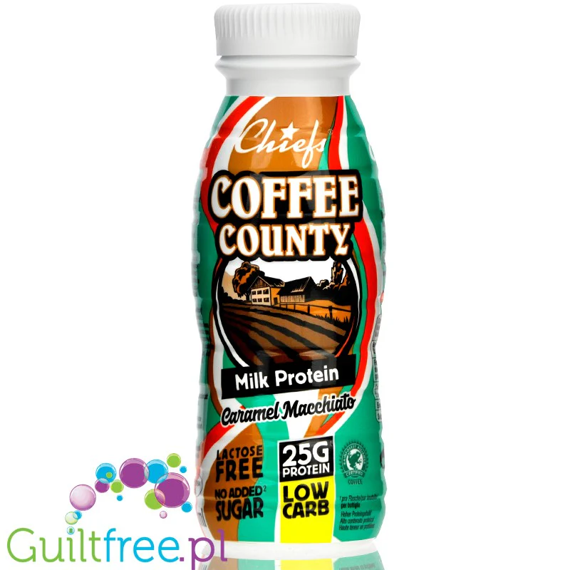 Chiefs Coffee County Caramel Macchiato - kawowo-karmelowy szejk proteinowy RTD bez laktozy, 25g białka  165kcal