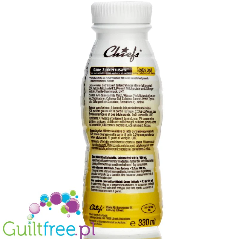 Chiefs Milk Protein Shake Vanilla Drive- shake proteinowy RTD bez laktozy, 26g białka 170kcal - Image 3