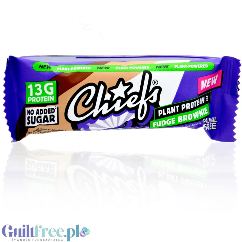 Chiefs Plant Protein Bar Fudge Brownie - wegański baton proteinowy bez oleju palmowego i cukru, smak Czekoladowa Krówka