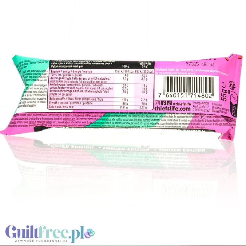 Chiefs Protein Bar Birthday Cake - baton proteinowy, Tort Urodzinowy, 20g białka & 200kcal - Image 5