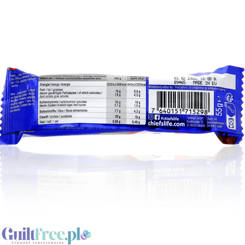 Chiefs Protein Soft Bar Choco Caramel - baton proteinowy, Czekoladowo-Karmelowy, 16g białka & 202kcal - Image 2