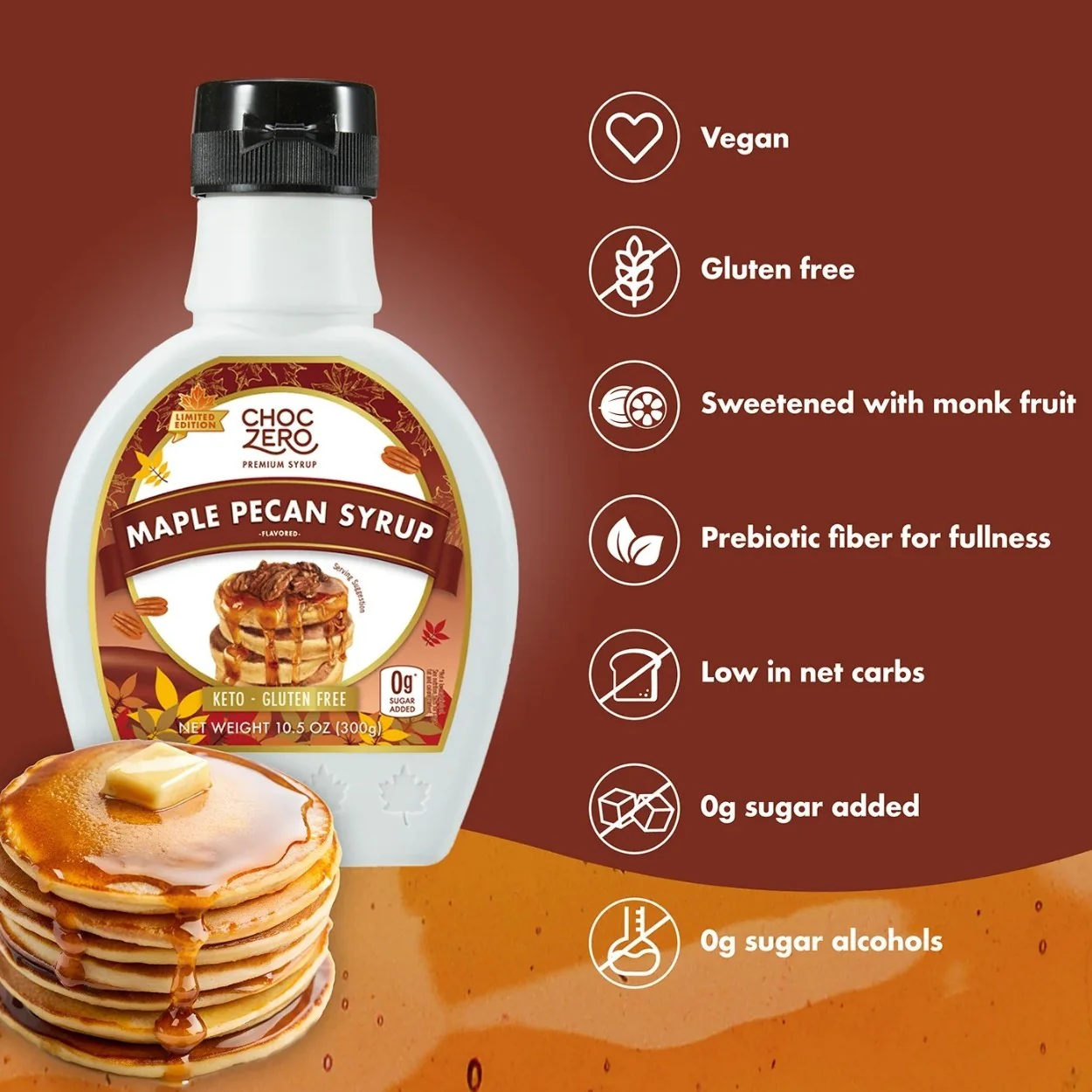 Choc Zero Maple Pecan Syrup - naturalny bardzo gęsty syrop bez cukru z błonnikiem o smaku klonowo-pekanowym - Image 3