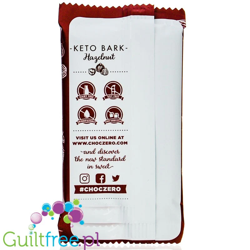 Choc Zero Keto Bark, Dark Chocolate Sea Salt & Hazelnuts - ciemna czekolada bez cukru z orzechami laskowymi - Image 4