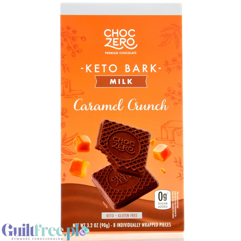 Choc Zero Keto Bark, Milk Chocolate & Caramel Crunch - mleczna czekolada bez cukru z kruszonką karmelową
