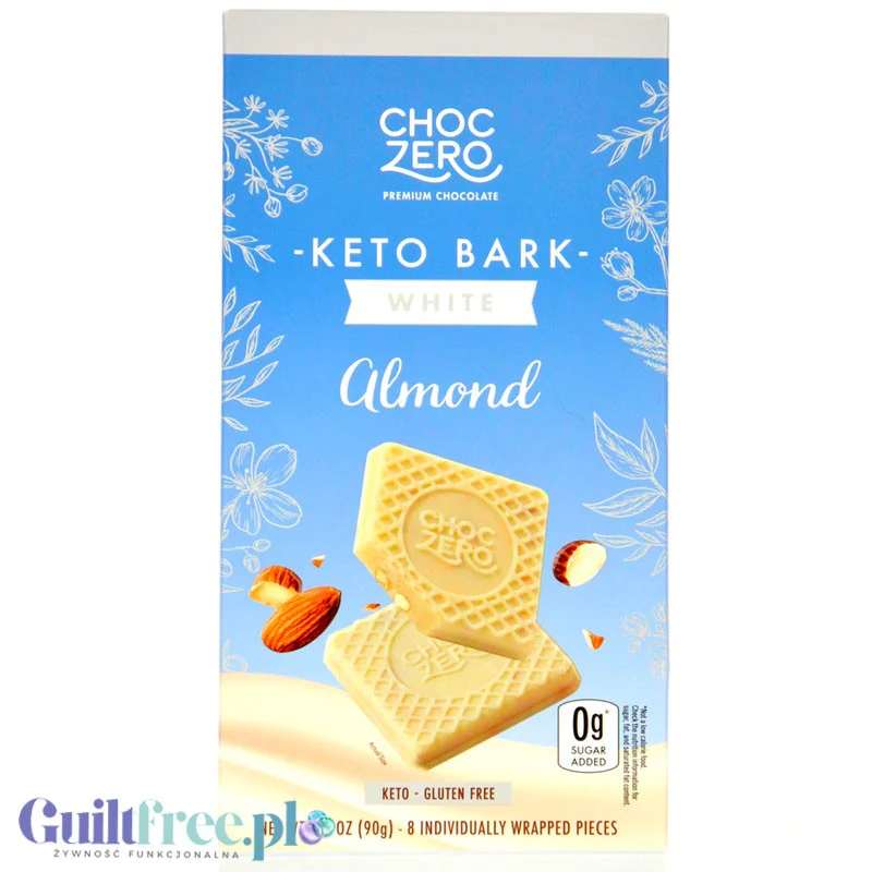 Choc Zero Keto Bark, White Chocolate & Almond - biała czekolada bez cukru z migdałami