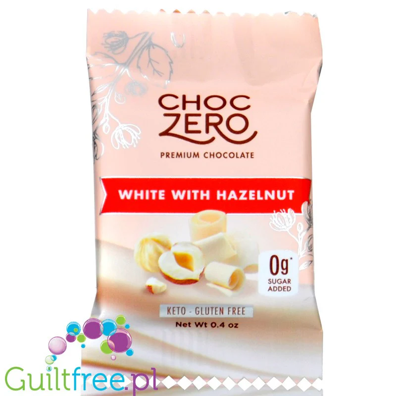 Choc Zero Keto Bark, White Chocolate & Hazelnuts - biała czekolada bez cukru z orzechami laskowymi