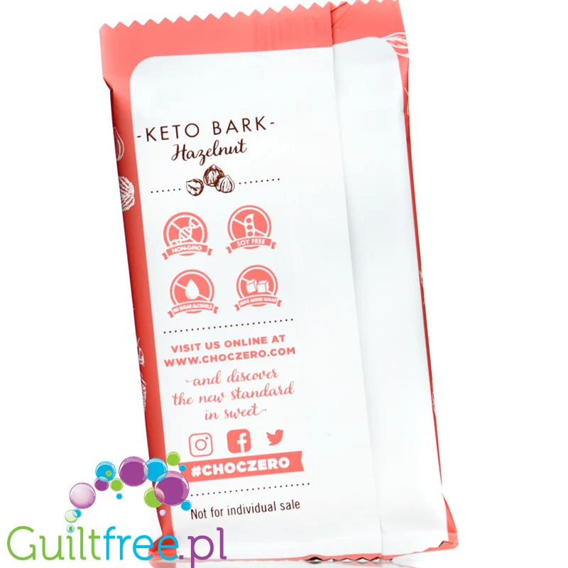 Choc Zero Keto Bark, White Chocolate & Hazelnuts - biała czekolada bez cukru z orzechami laskowymi - Image 3