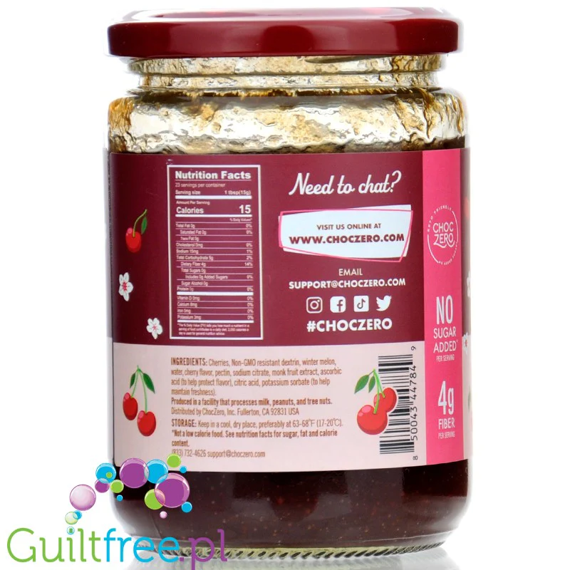 Choc Zero Keto Cherry Spread - keto dżem czereśniowy bez cukru ze skrobią oporną - Image 2