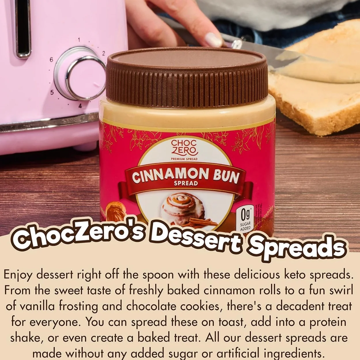 Choc Zero Keto Cinnamon Bun Spread - keto krem z monkfruit o smaku cynamonowej drożdżówki - Image 3