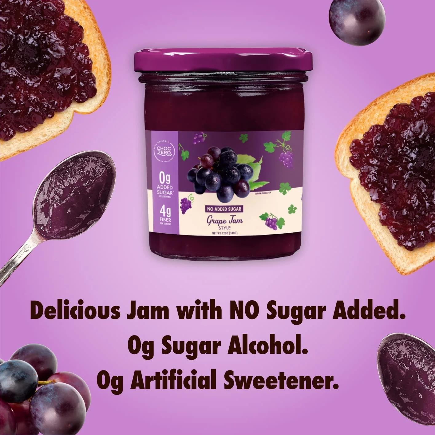 Choc Zero Keto Concord Grape Spread - keto dżem z ciemnych winogron bez cukru ze skrobią oporną - Image 4