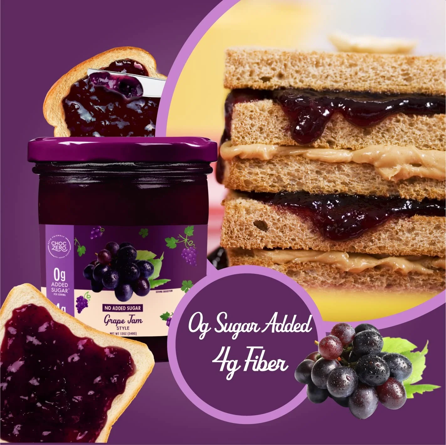 Choc Zero Keto Concord Grape Spread - keto dżem z ciemnych winogron bez cukru ze skrobią oporną - Image 5