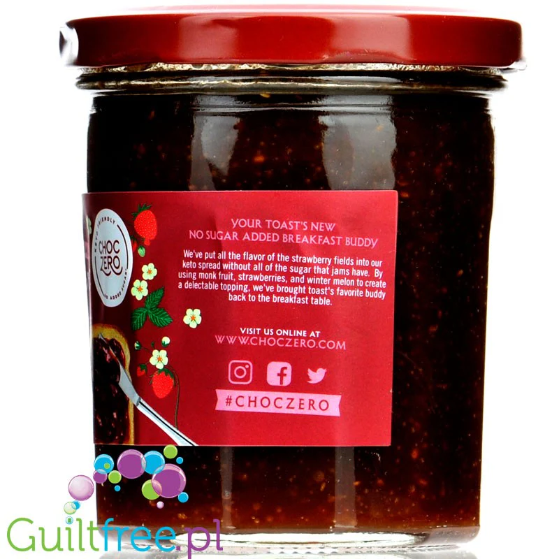 Choc Zero No Sugar Keto Jam Strawberry & Chia - truskawkowy keto dżem bez cukru 6g węglowodanów - Image 2