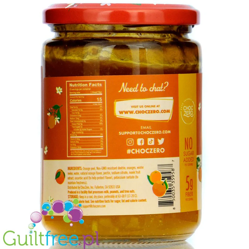 Choc Zero Orange Marmalade - marmolada pomarańczowa bez cukru ze skórką pomarańczową - Image 3