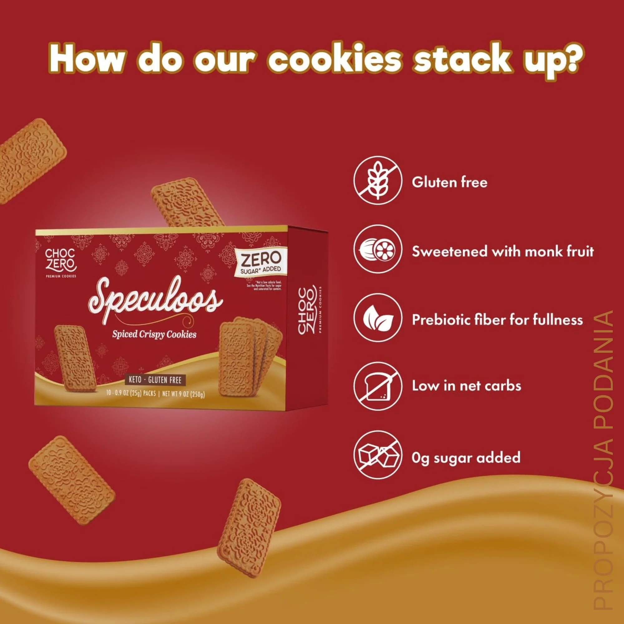 Choc Zero Speculoos Crispy Cookies - keto ciasteczka korzenne bez cukru i maltitolu - Image 2