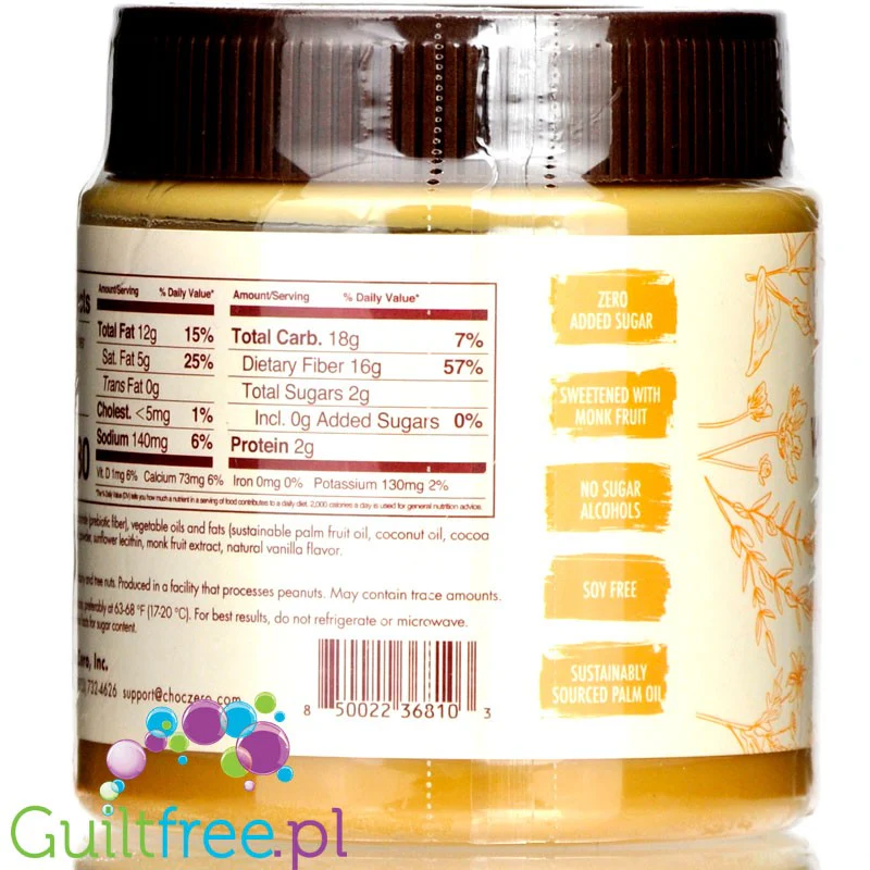 Choc Zero White Chocolate Hazelnut Keto Spread - keto krem z białej czekolady z orzechami laskowymi, z monkfruit - Image 2