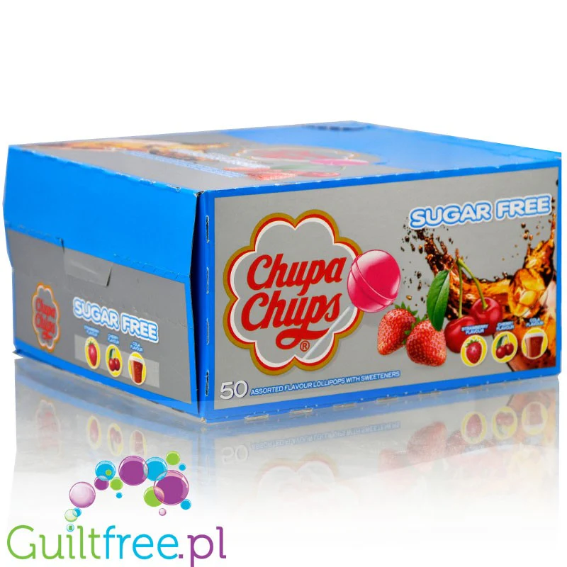 Chupa Chups Display 50 Lizaków Bez Cukru (Truskawka, Cola, Wiśnia) - Image 2