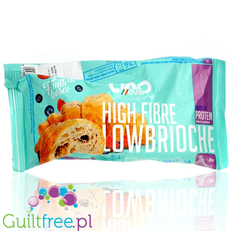Ciao Carb High Fibre LowBrioche Berries - keto rogalik z owocami leśnymi, 3g cukru & 9g błonnika