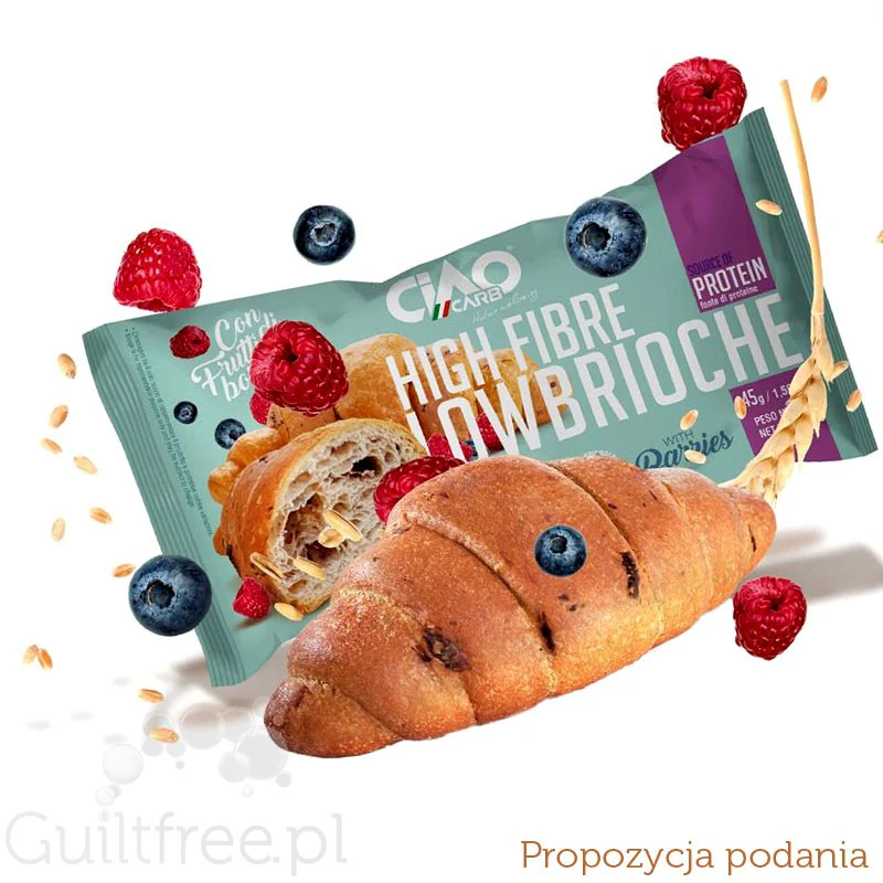 Ciao Carb High Fibre LowBrioche Berries - keto rogalik z owocami leśnymi, 3g cukru & 9g błonnika - Image 3