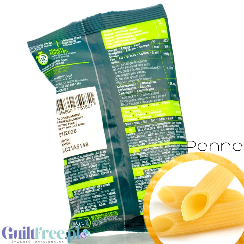 Ciao Carb Maccarozone Stage 3, Penne 50g - włoski makaron niskowęglowodanowy niskie IG, 33g białka - Image 2