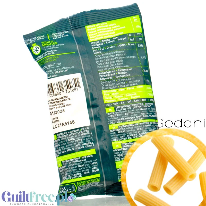 Ciao Carb Maccarozone Stage 3, Sedani 50g - włoski makaron niskowęglowodanowy niskie IG, 33g białka - Image 2