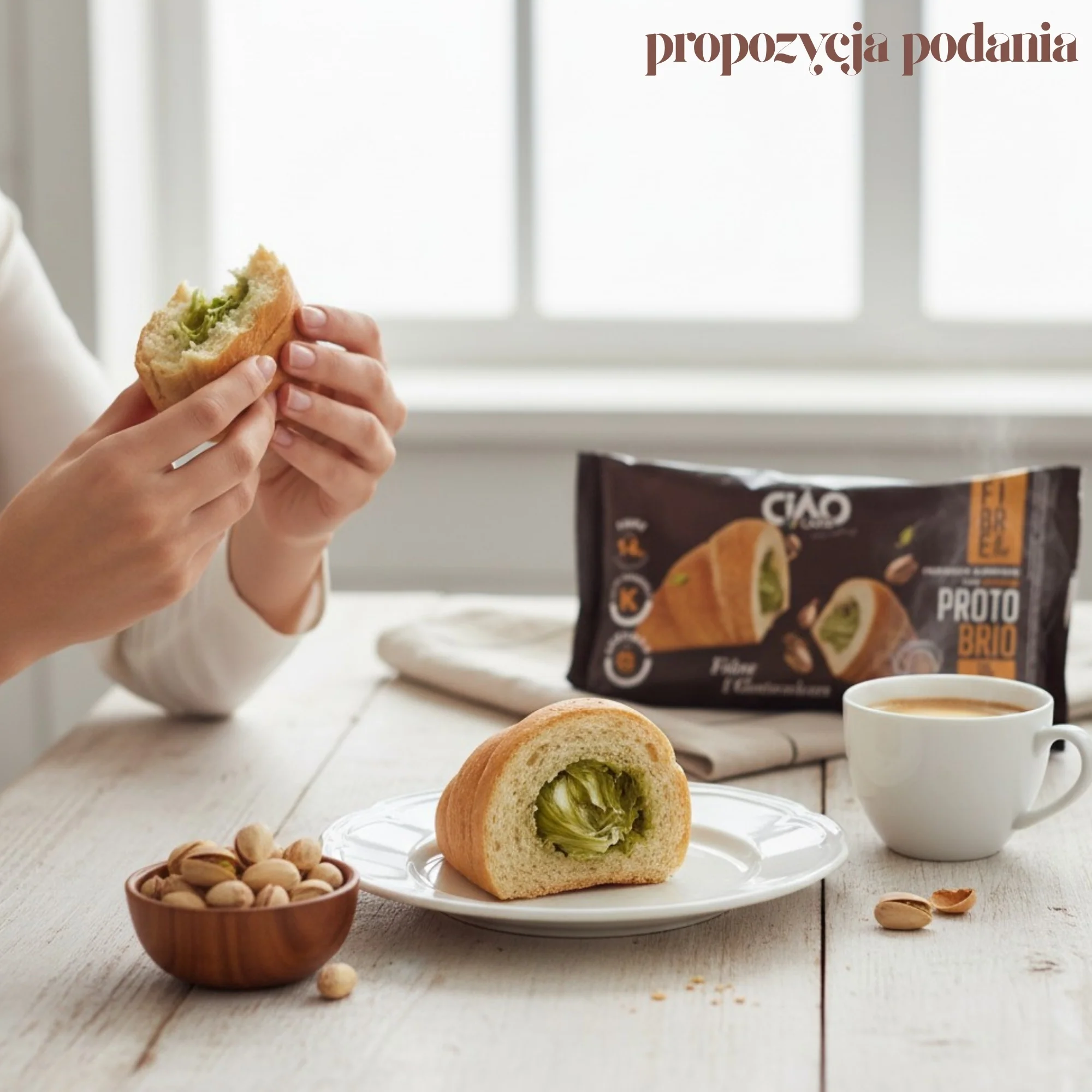 Ciao Carb Protobrio Sweet Pistacchio Stage2 - niskowęglowodanowy croissant z kremem pistacjowym - Image 2