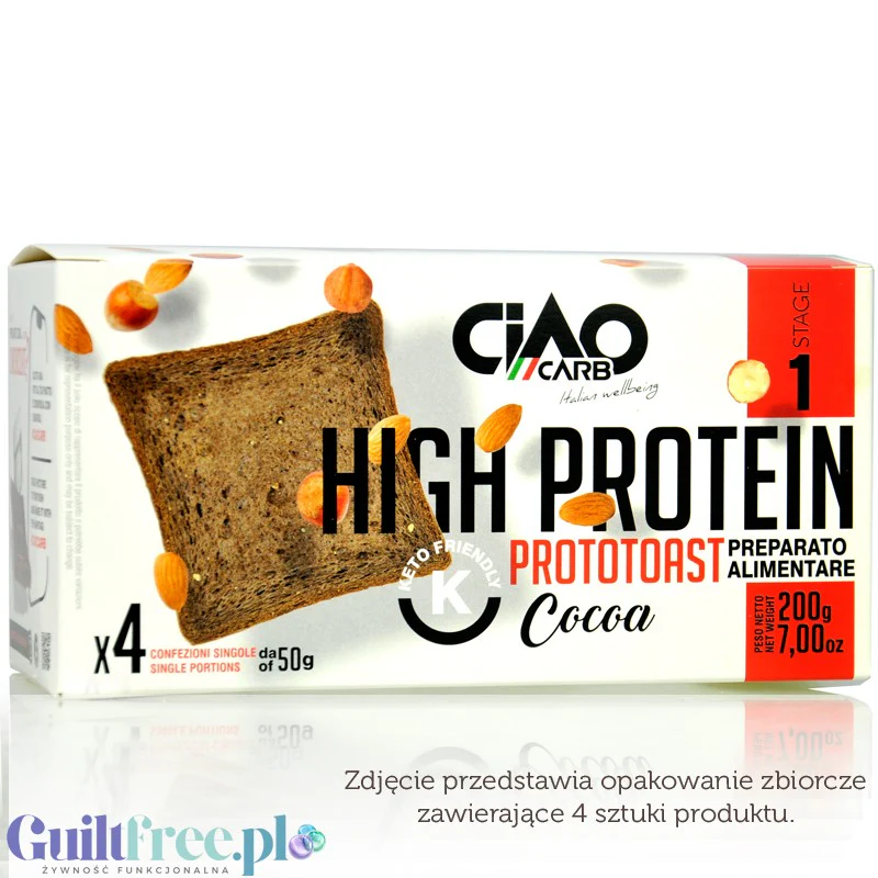 Ciao Carb ProtoToast Cocoa Stage1 - Czekoladowe prototosty proteinowe 44g białka / 28g błonnika - Image 4