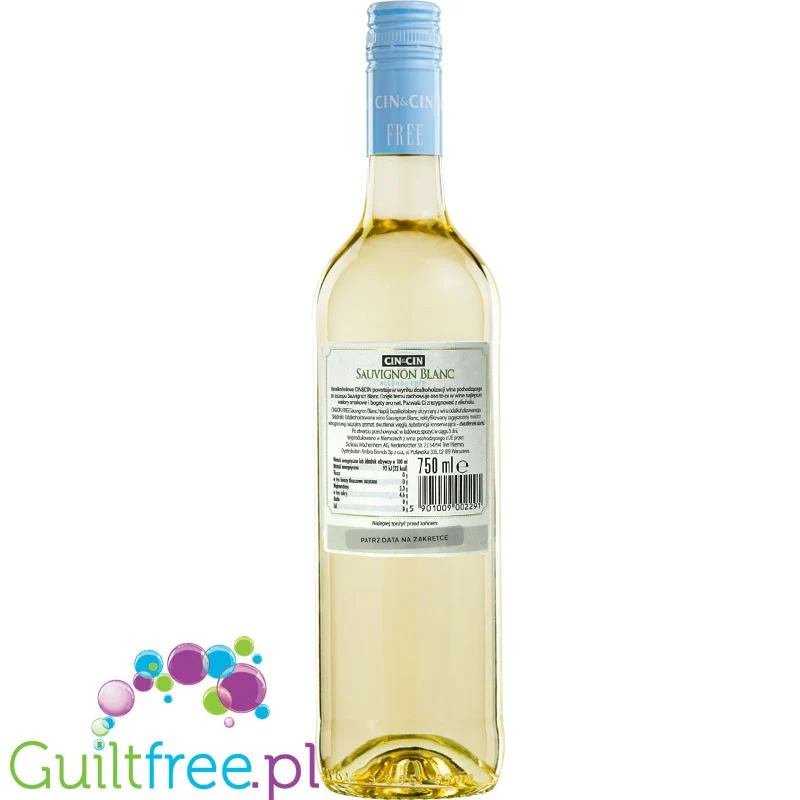CIN&CIN Free Sauvignon Blanc - bezalkoholowe białe wino półwytrawne 22kcal - Image 2