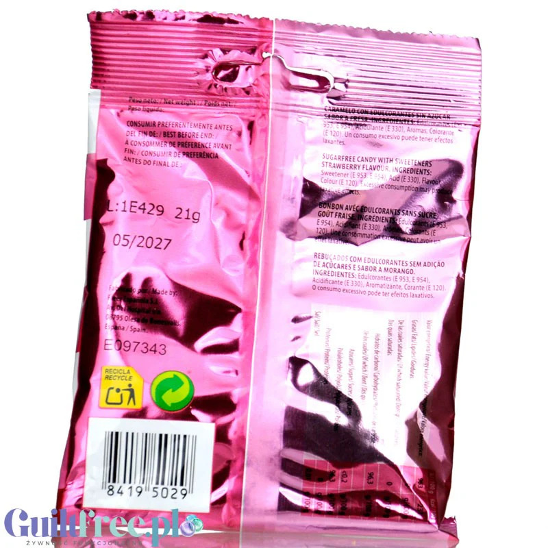 Clix Caramelos Strawberry Fresa - bezglutenowe cukierki o smaku truskawkowym bez cukru i laktozy - Image 2