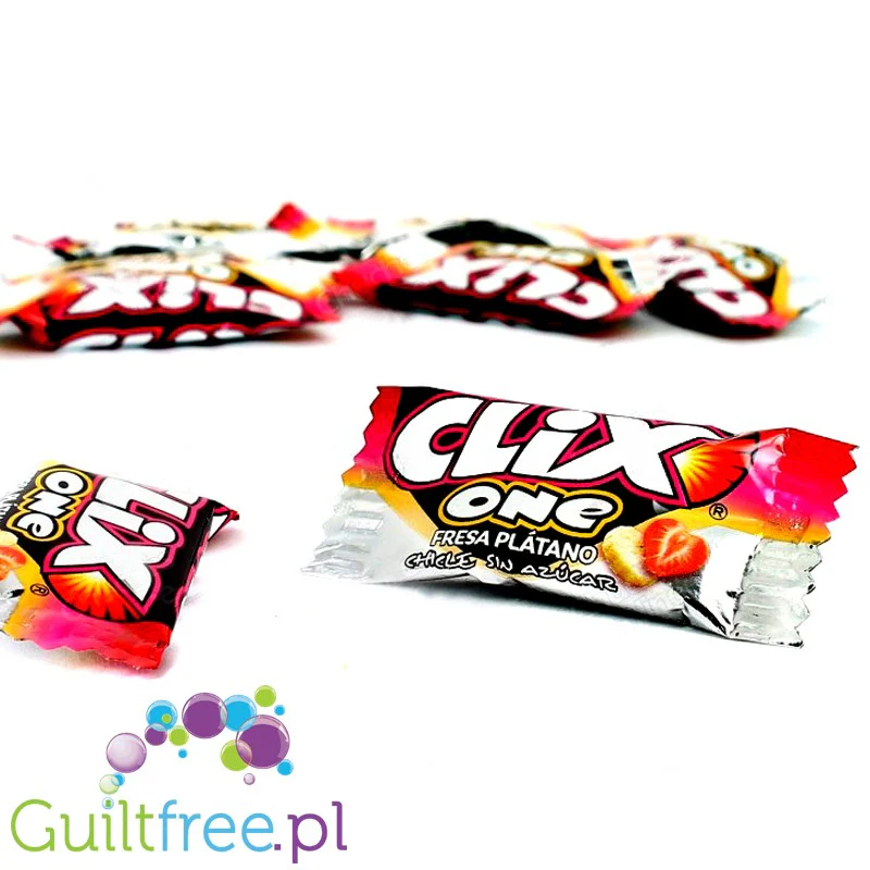 Clix Truskawka-Banan, guma do żucia bez cukru, bezglutenowa - Image 3