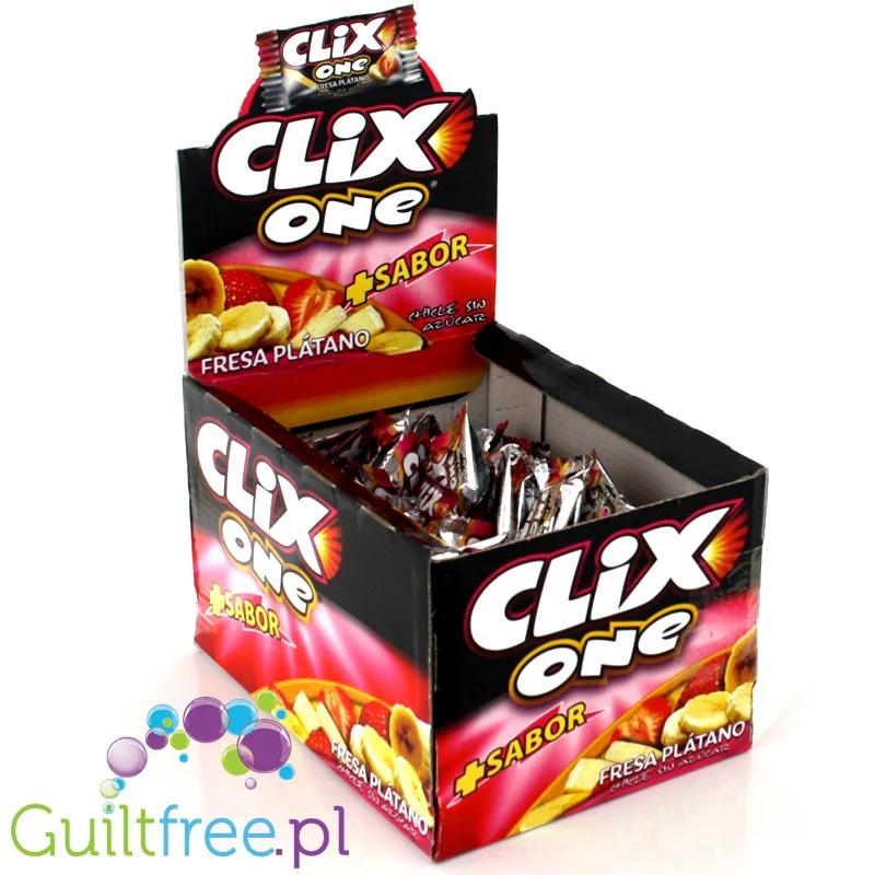 Clix Truskawka-Banan, guma do żucia bez cukru, bezglutenowa - Image 4