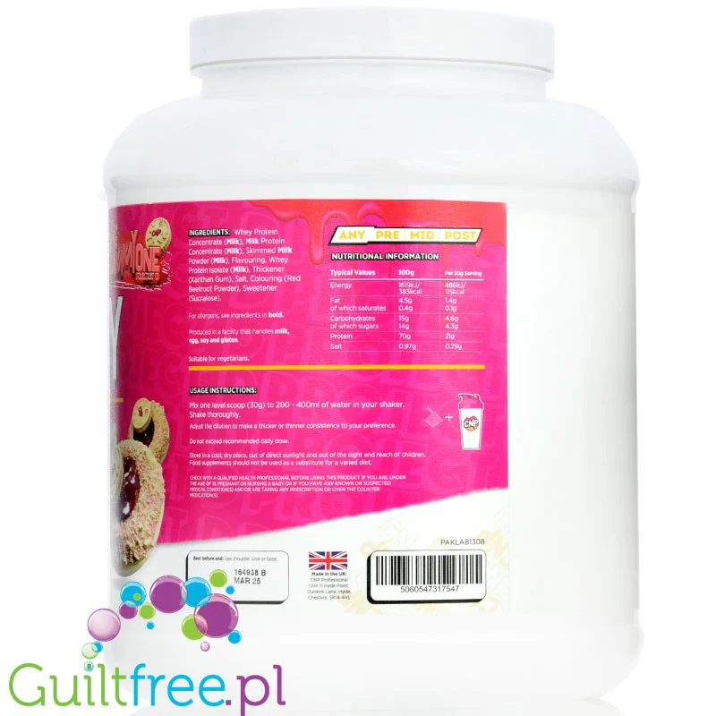 CNP Professional Whey Project D, JammyOne 2kg - WPC, WPI & MPC, odżywka 3 frakcje białka, Donut z Dżemem - Image 2