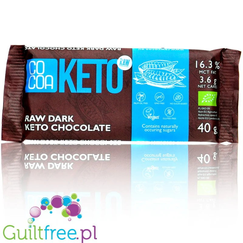 RAW COCOA Keto Dark Chocolate - bio ciemna czekolada z MCT słodzona tylko erytrolem