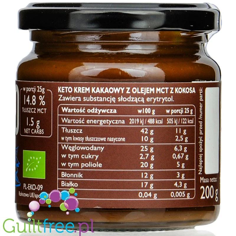RAW COCOA Keto - wegański bio krem kakaowy bez cukru z MCT i erytrolem - Image 2
