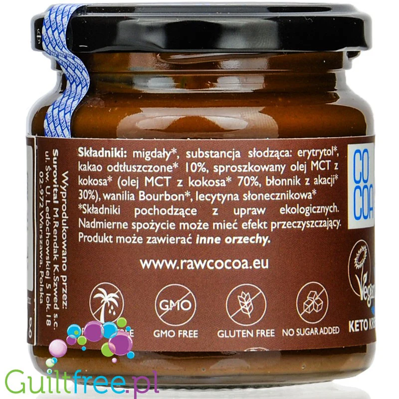 RAW COCOA Keto - wegański bio krem kakaowy bez cukru z MCT i erytrolem - Image 3