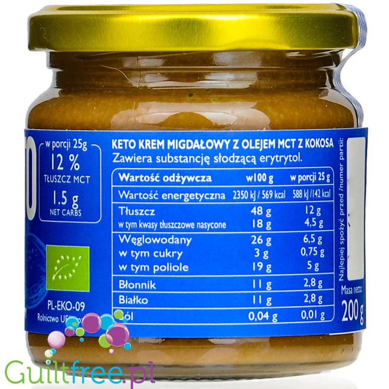 RAW COCOA Keto - wegański bio krem migdałowy bez cukru z MCT i erytrolem - Image 2