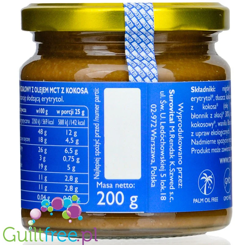 RAW COCOA Keto - wegański bio krem migdałowy bez cukru z MCT i erytrolem - Image 4