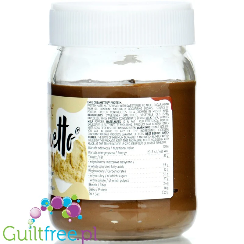 Creametto Protein Hazelnut - proteinowy krem czekoladowo-laskowy bez dodatku cukru - Image 2