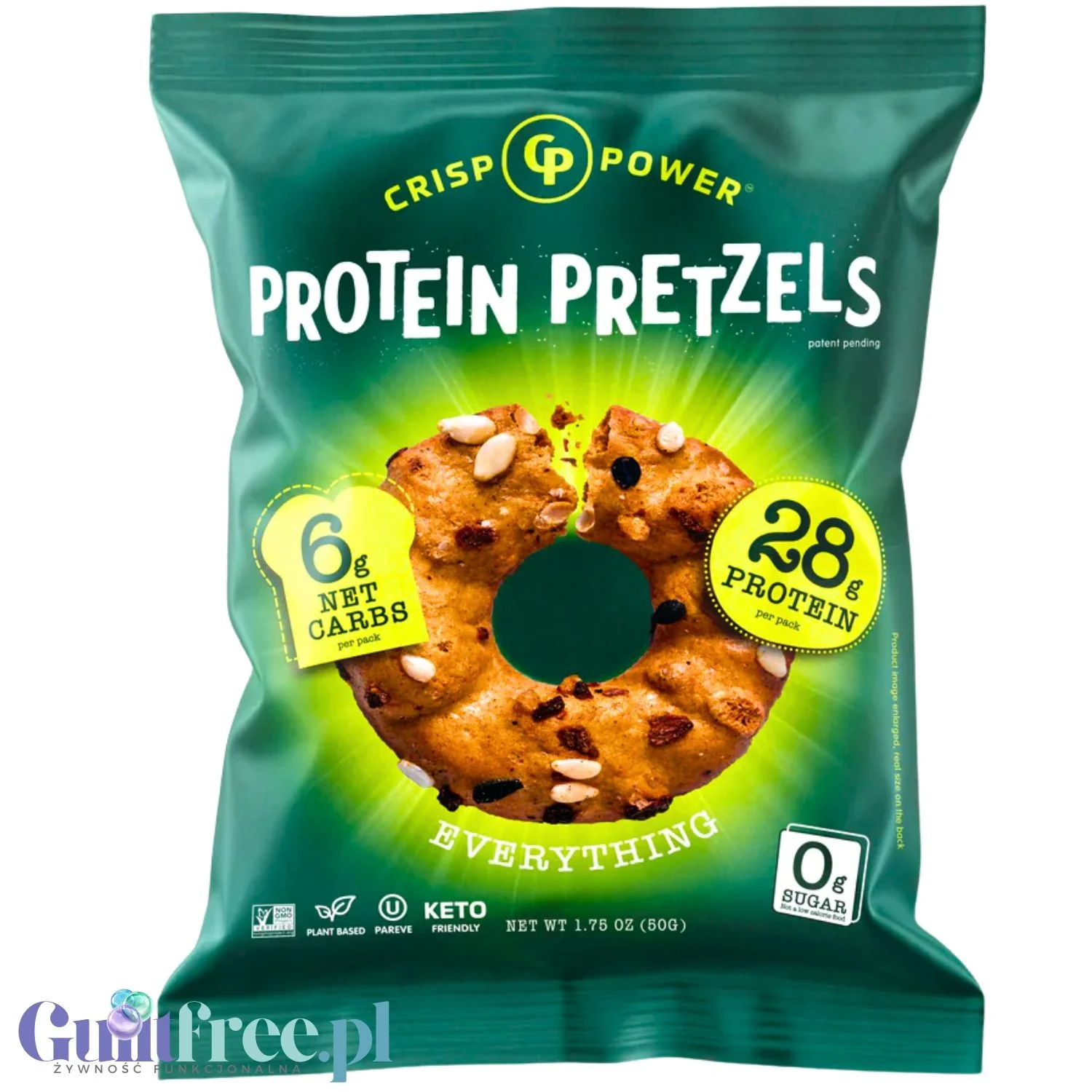 Crisp Power Protein Pretzels Everything Spice - keto precelki proteinowe, 28g białka & 190kcal