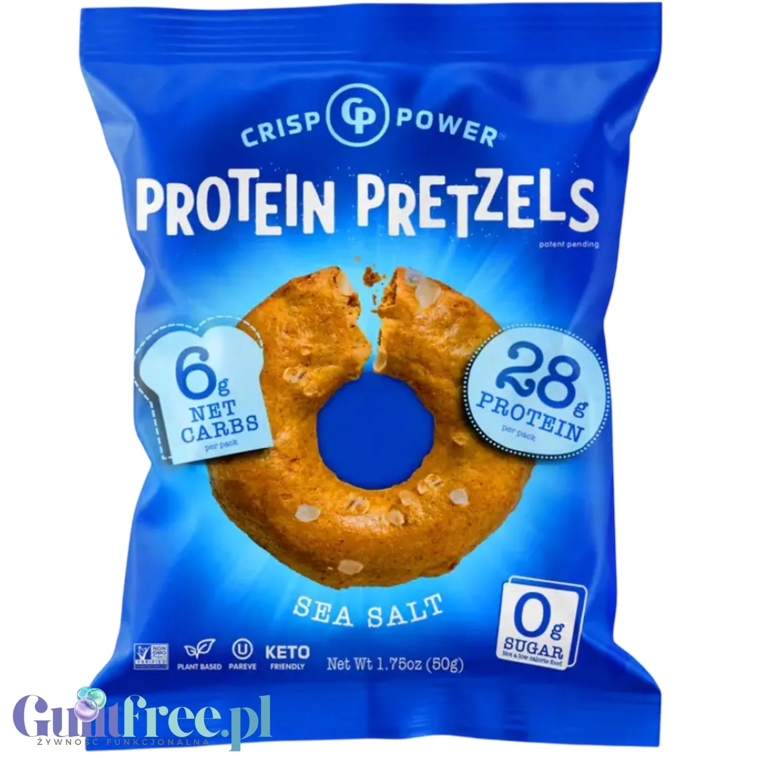 Crisp Power Protein Pretzels Sea Salt - keto precelki proteinowe solone, 28g białka & 200kcal