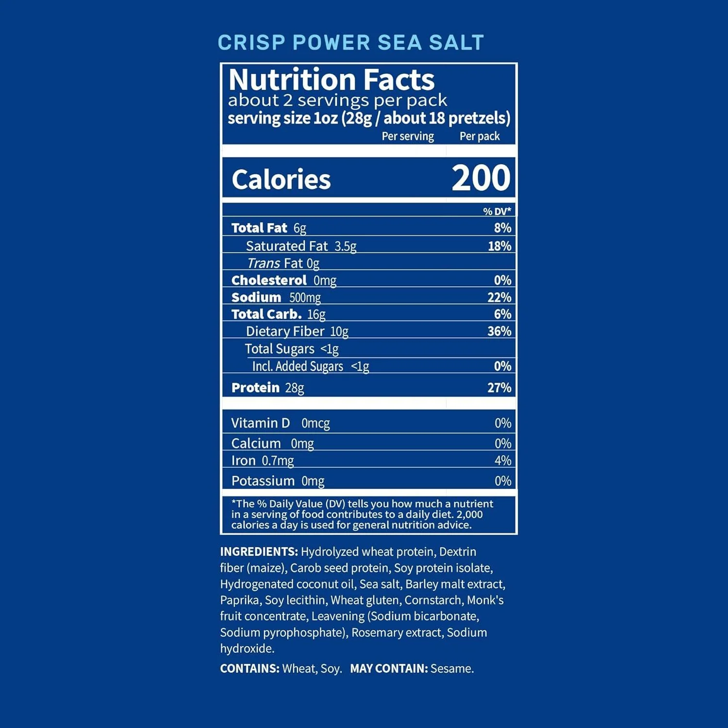 Crisp Power Protein Pretzels Sea Salt - keto precelki proteinowe solone, 28g białka & 200kcal - Image 2
