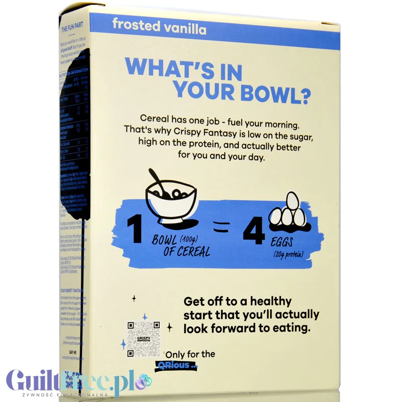 Crispy Fantasy Protein Cereal Frosted Vanilla - proteinowe płatki śniadaniowe bez glutenu 28% białka - Image 2