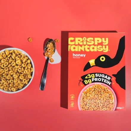 Crispy Fantasy Protein Cereal Honey - miodowe proteinowe płatki śniadaniowe bez glutenu 28% białka - Image 4