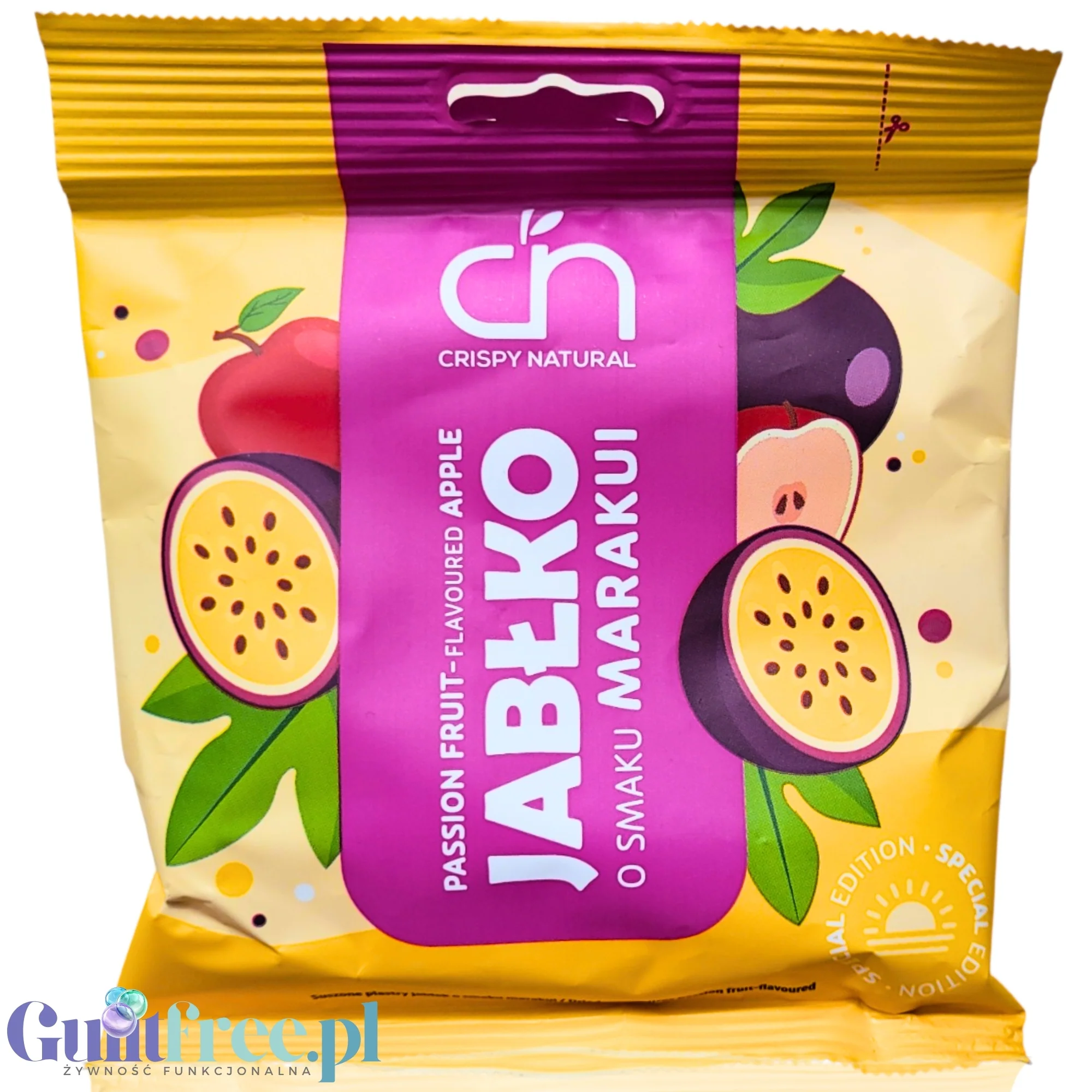 Crispy Natural Jabłko Passion Fruit - chrupiące plastry jabłka o smaku mango i marakui