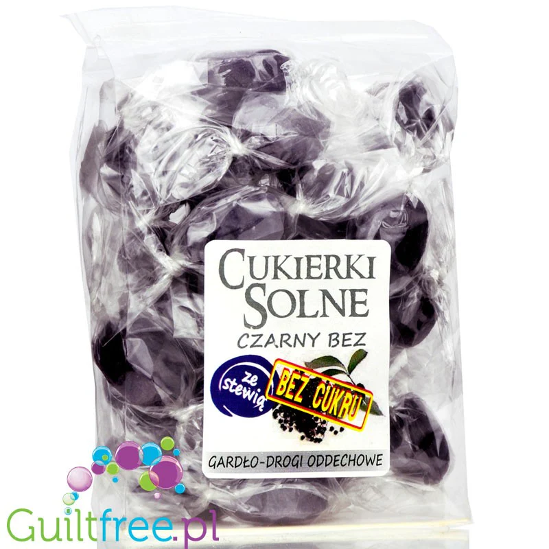 Cukierki Solne Czarny Bez & Sól Himalajska - bez cukru, ze stewią